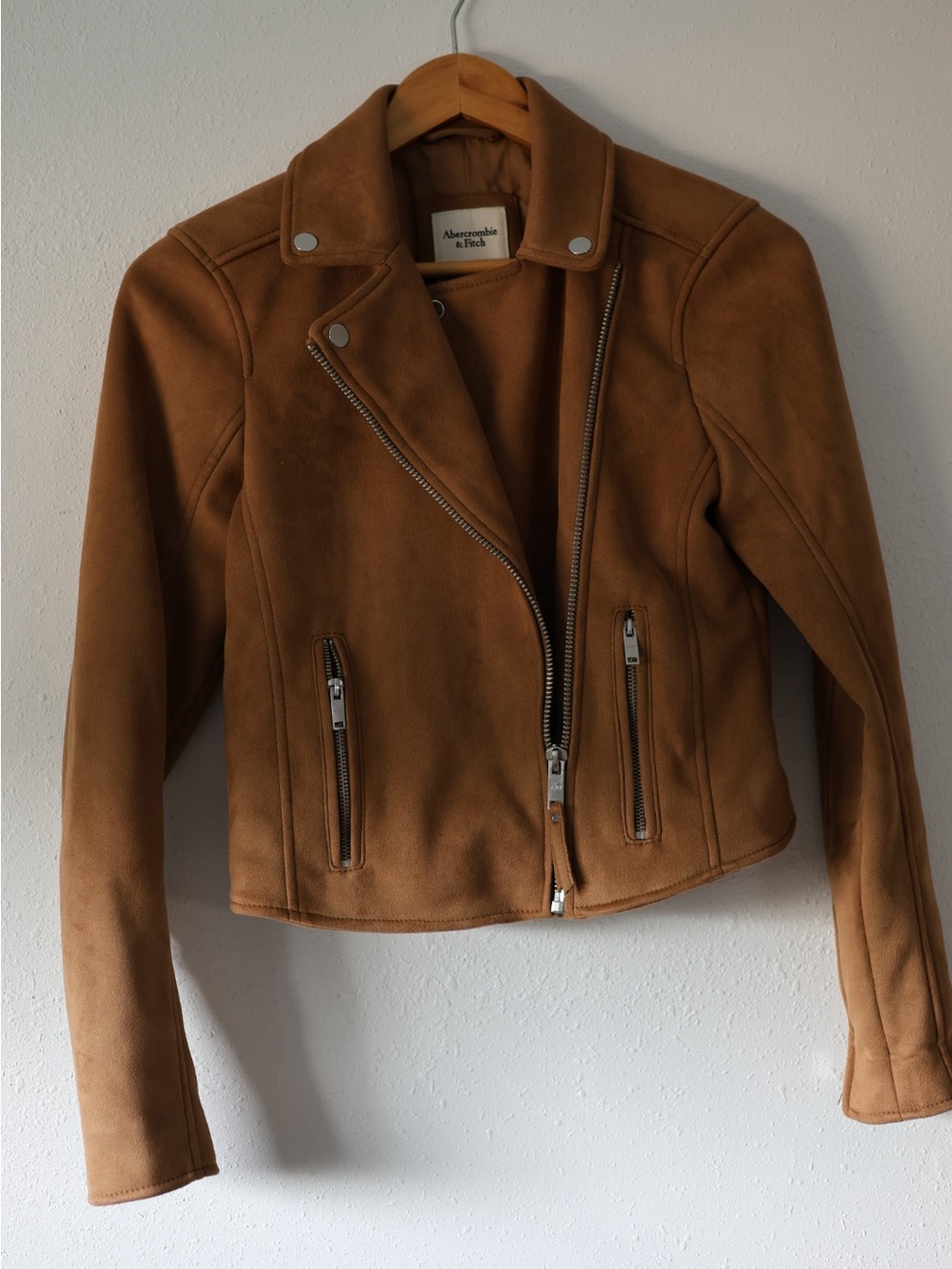 Abercrombie & Fitch Brown Suede-Look Moto Jacket
